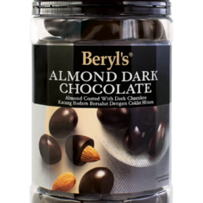 CHOC DARK BERYL'S ALMOND 400GM (CTN 16 TUB 400GM)