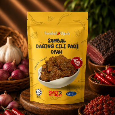 SAMBAL OPAH - TRAVEL PACK - SAMBAL DAGING CILI PADI OPAH 150gram