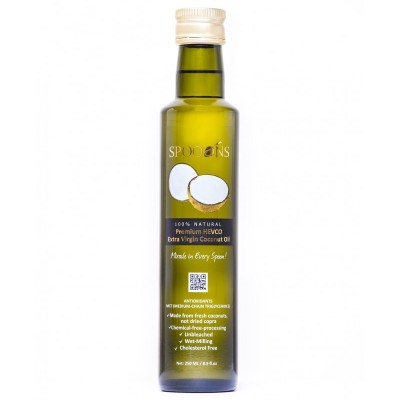 SPOONS Premium HEVCO Hot Extracted Virgin Coconut Oil 250ml (4x Higher Polyphenols)