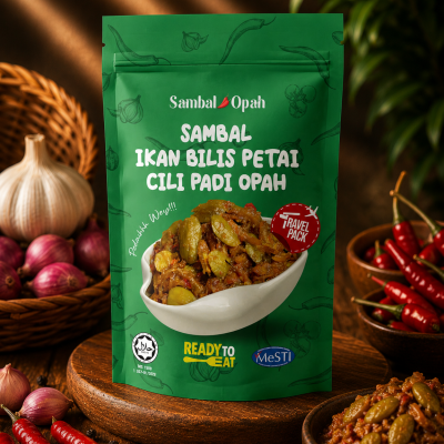 SAMBAL OPAH -TRAVEL PACK - SAMBAL IKAN BILIS PETAI CILI PADI OPAH 150gram