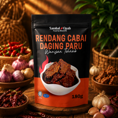 SAMBAL OPAH - TRAVEL PACK - RENDANG CABAI DAGING PARU WARISAN TOKNAB 180gram