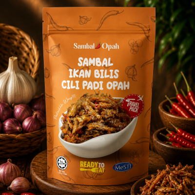 SAMBAL OPAH - TRAVEL PACK - SAMBAL IKAN BILIS CILI PADI OPAH 150gram